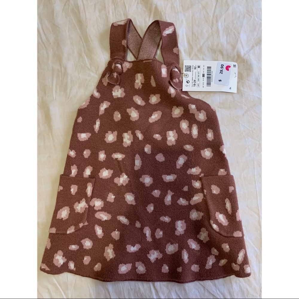 Zara leopard overall knitted dress